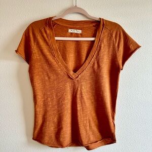 “We The Free” Deep V Neck T Shirt in Honey/Cooper Color
